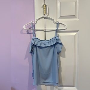 Baby blue off the shoulder crepe tank (Aqua, S)